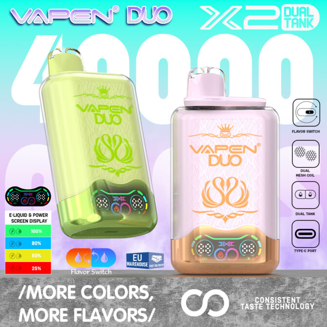 VAPEN DUO 40000 Puffs Eu ship Dual Flavors Disposable Vape Twins Tank Long Lasting Puff Vaper 40K