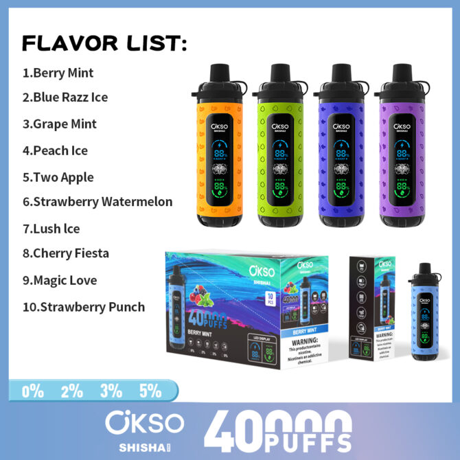 OKSO SHISHA MAX 40K Vaping Box Box Pulse - Premium Vaping Experience for Cloud Chasers