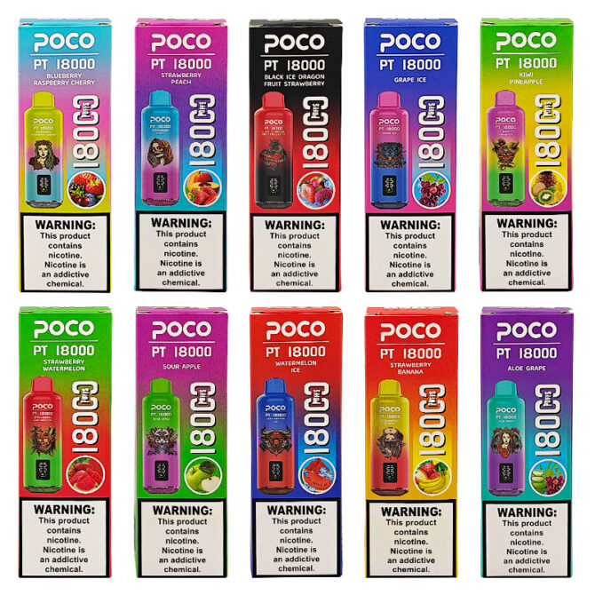 EU Warehouse Poco PT 18000 Puffs Digital Screen Disposable Vape Wholesale