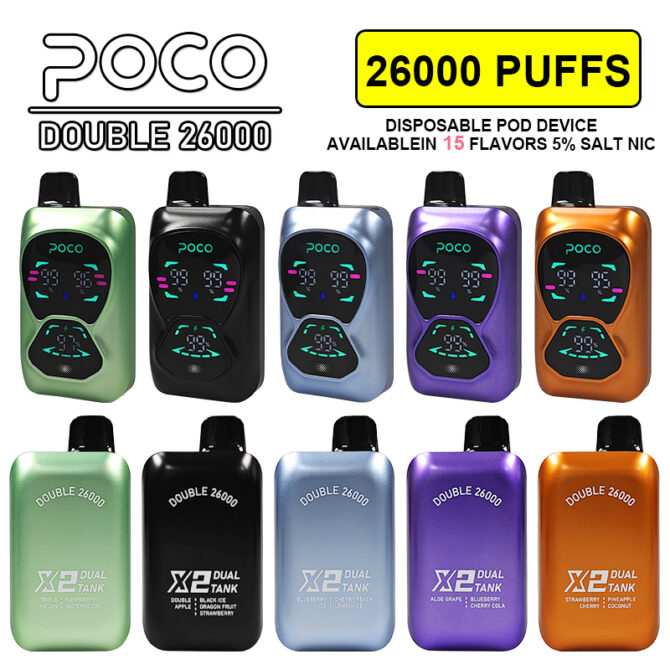 POCO Double 26000 Puffs two Flavors Disposable Vape vaper max Electronic Cigarette Wholesale