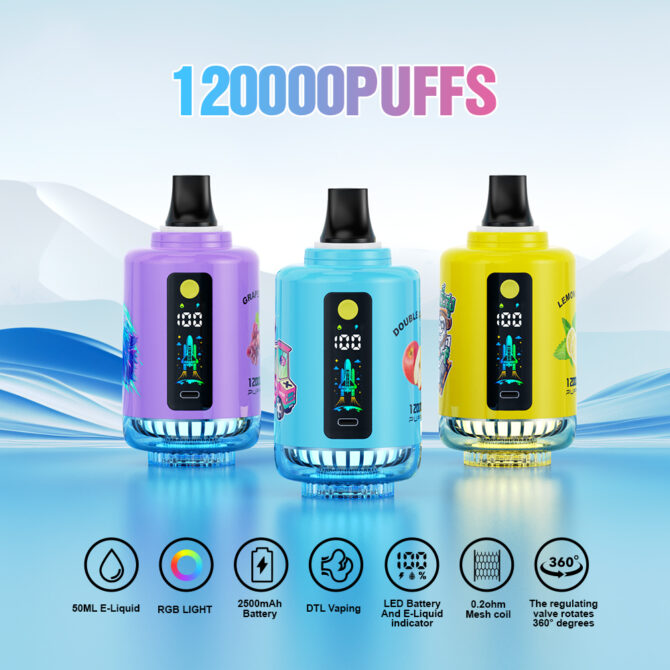 ATVS 120K Puff Rechargeable Vape - Adjustable Airflow & Massive 50mL Capacity