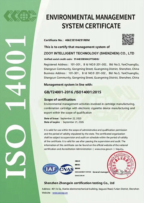 ISO certificates