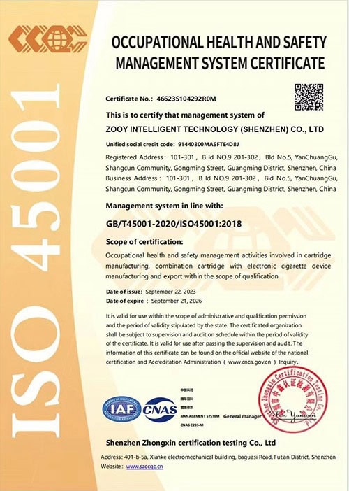 About Us 5 ISO certificates
