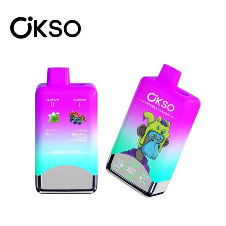 Okso Double Flavors 60k Puffs 2 in 1 Twins DIsposable vape Mint Blue Razz Cranberry