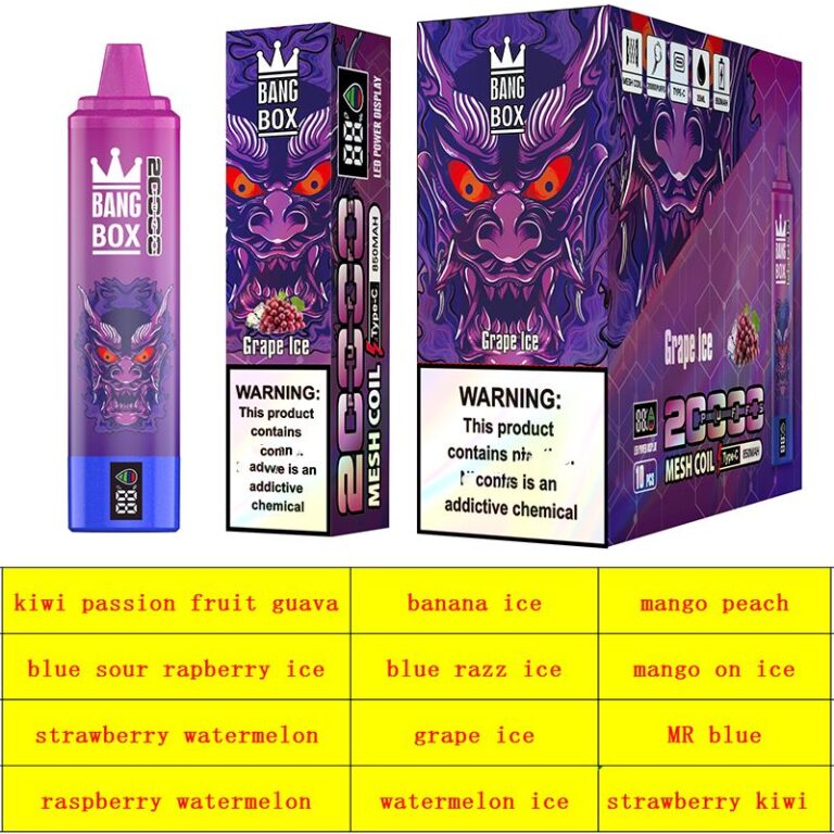 Original vape pen bangBox 20000 puffs choose 12 flavors 0 2 3 5 mesh coil digital screen displays oil and electricity Type C charging disposable e cigarettes 1
